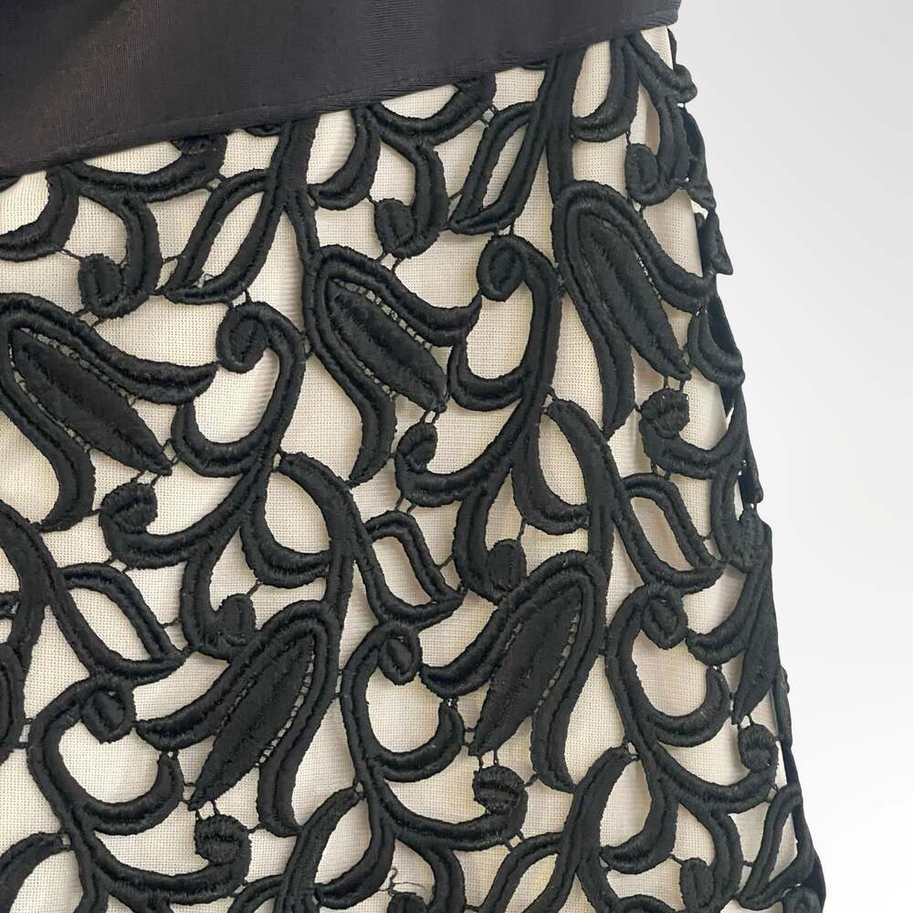 Hervé Léger Marielle Black and Ivory Spaghetti Strap Gown