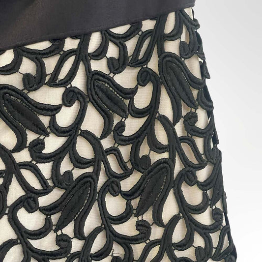 Hervé Léger Marielle Black and Ivory Spaghetti Strap Gown