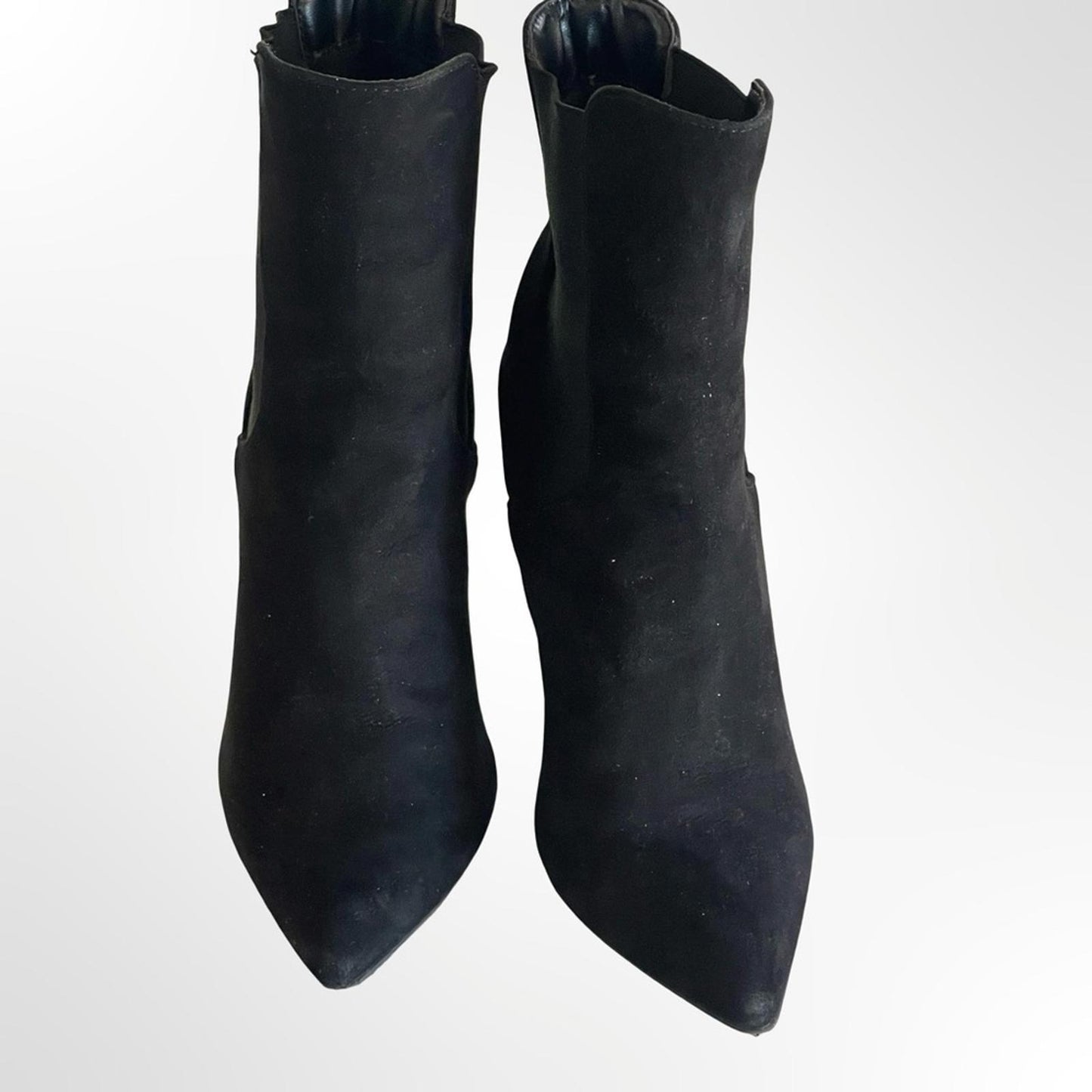 Black Suede Pointed-Toe Stiletto Ankle Boots in size 8