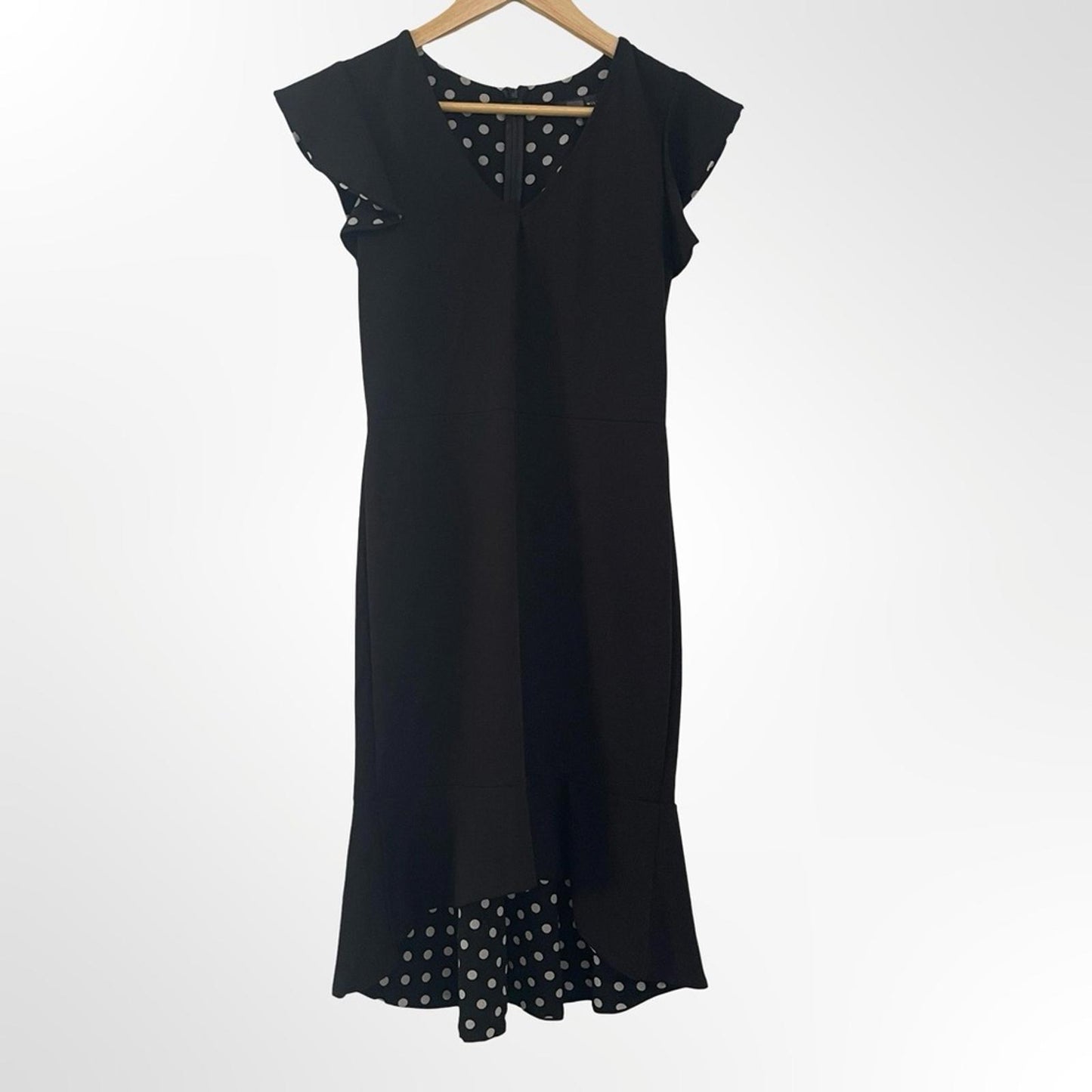 Slate & Willow Black Polka Dot Hem Midi Dress - in size S