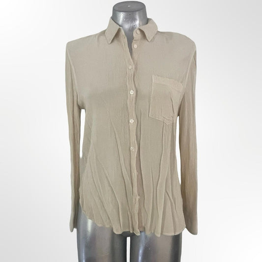 H&M Cream Button-Down Long Sleeve Shirt
