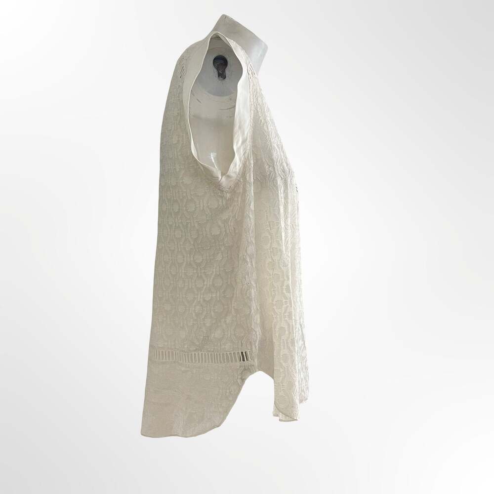 Unbranded White Linen Blend Tunic Blouse Top