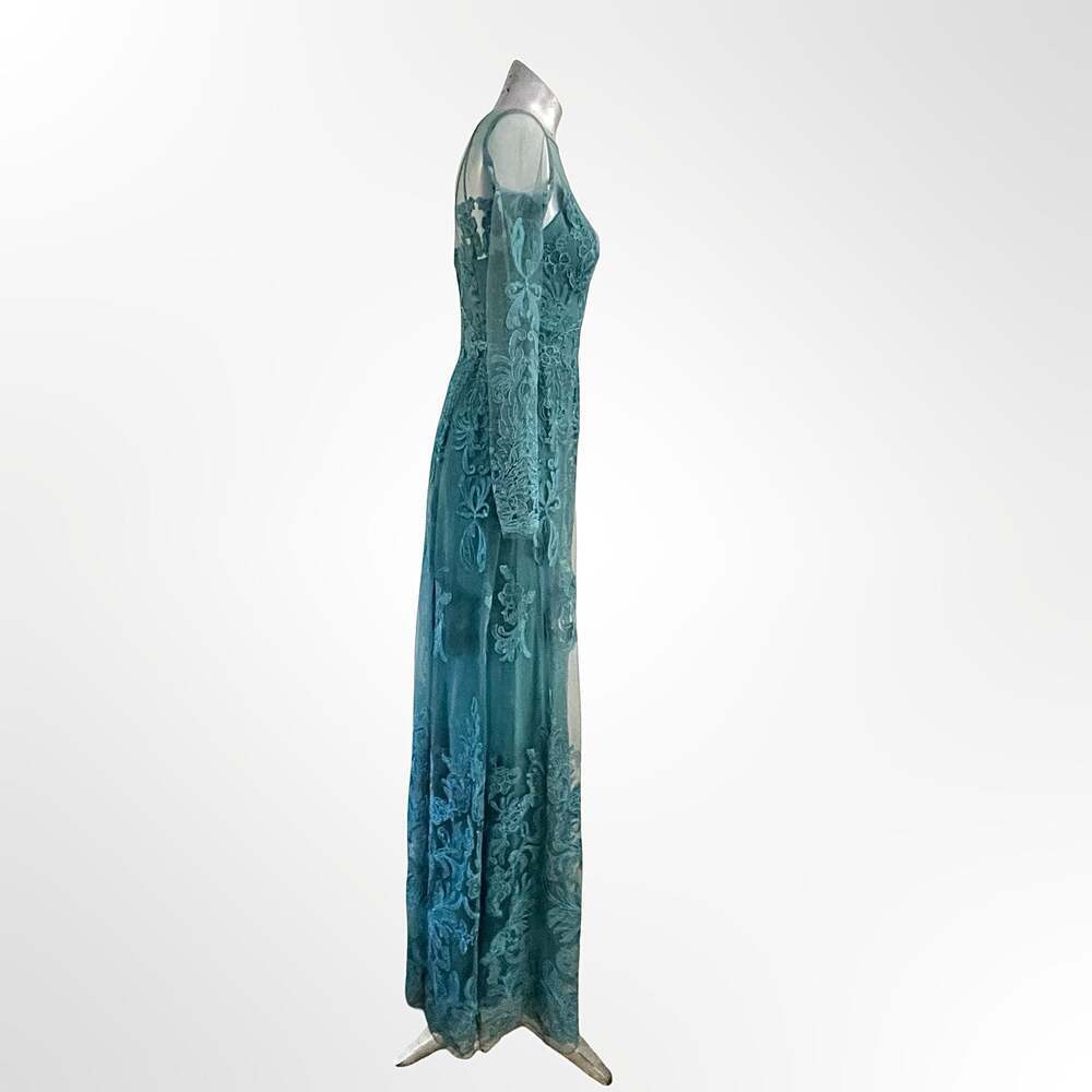 Zuhair Murad Long Sleeve Embroidered Tulle Evening Gown