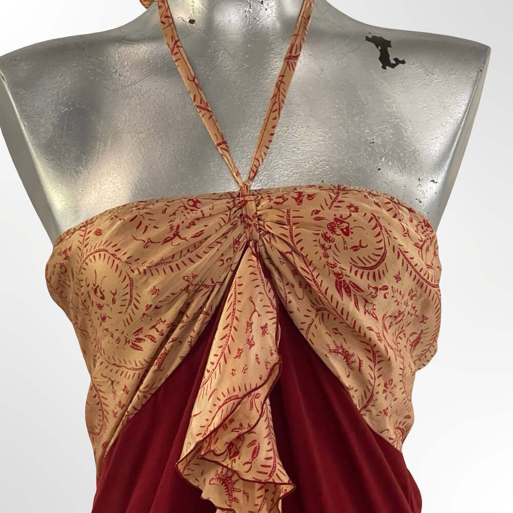 Yoa Red Strapless Dress with Jacquard Weaving