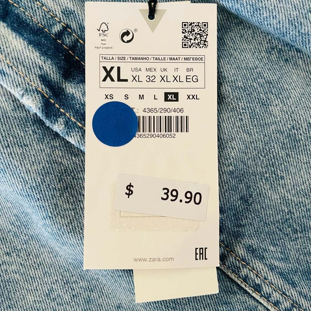 Zara TRF Distressed Raw Hem Denim Mini Skirt