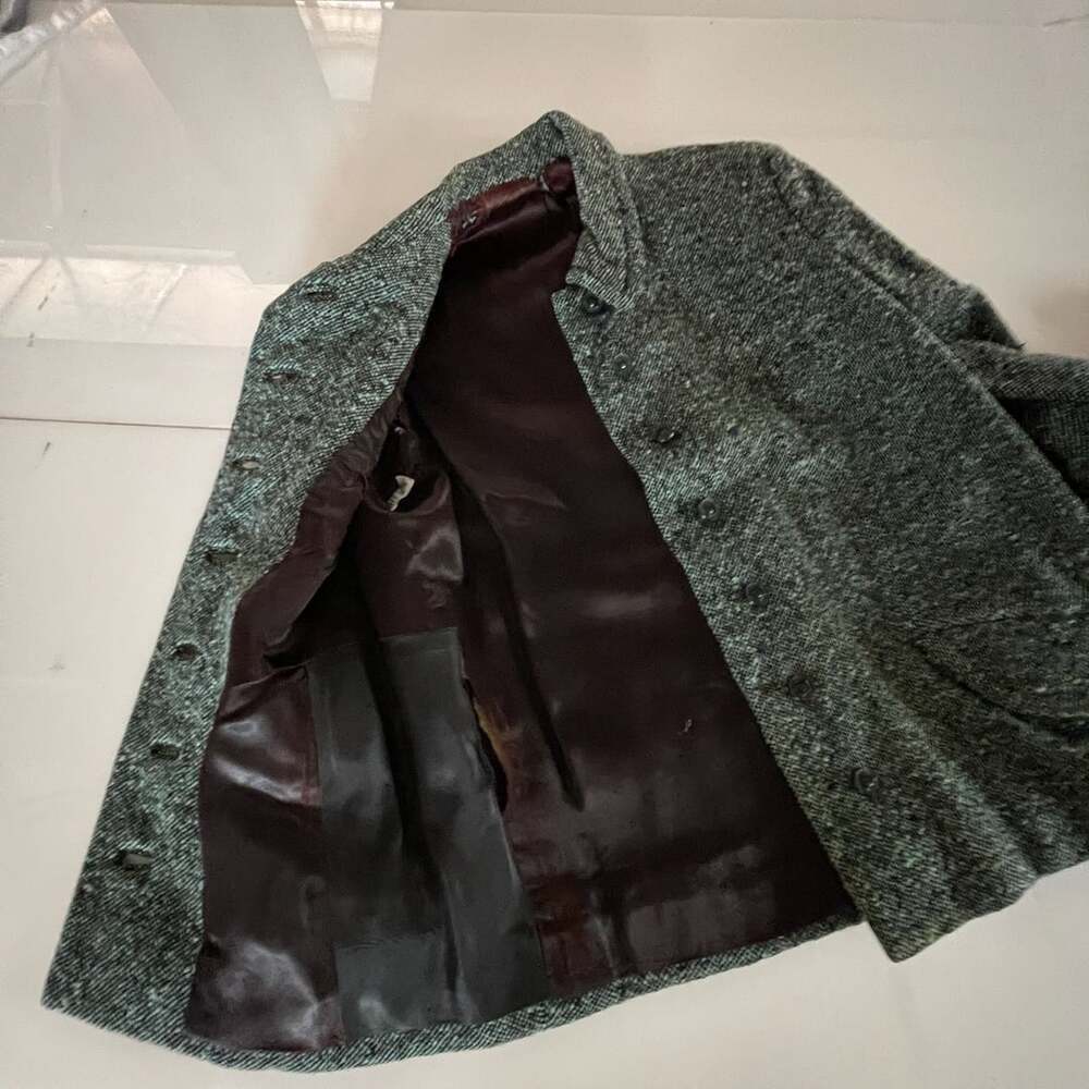Vintage Nordstrom Black and White Tweed Collared Button-Up Wool Jacket