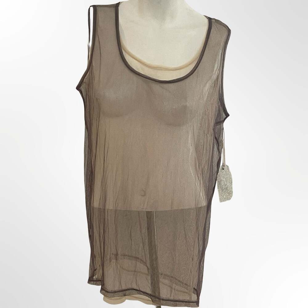 Hem & Thread Sheer Mesh Sleeveless Tank Top Style 8784