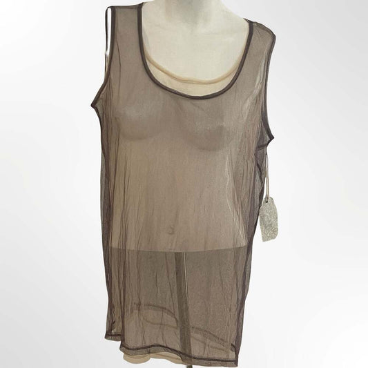 Hem & Thread Sheer Mesh Sleeveless Tank Top Style 8784