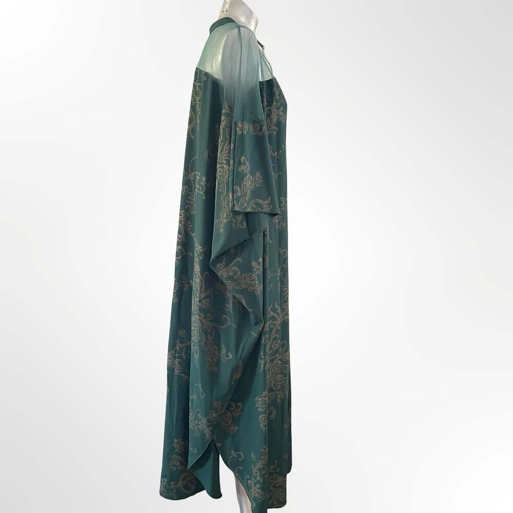 SHEIN Floral Print Chiffon Open Front Kimono with Mesh Panel Detail