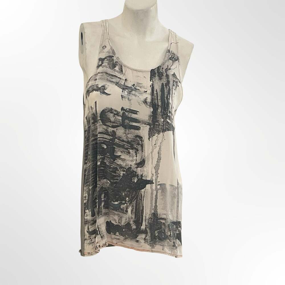 Each x Other Abstract Graphic Print Silk and Cotton Sleeveless Tank Top