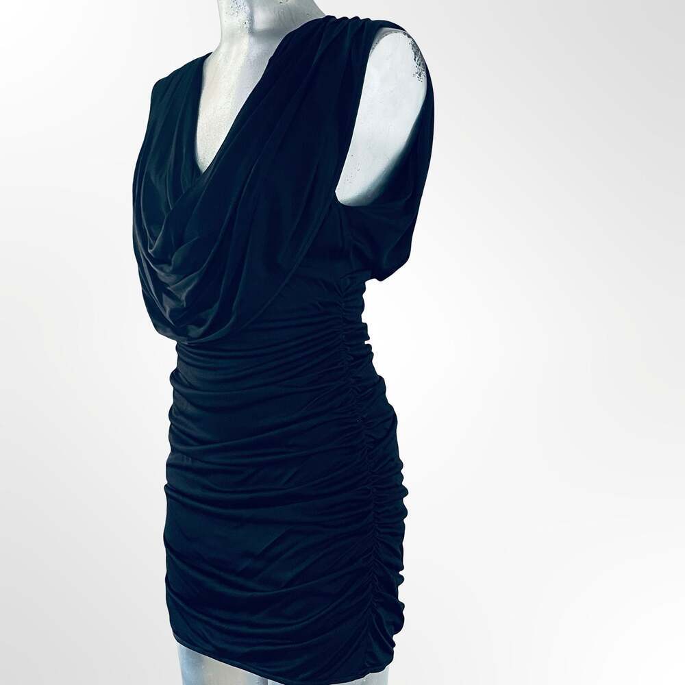Black Halo Maxinne Jersey Ruched Cowl Neck Mini Dress