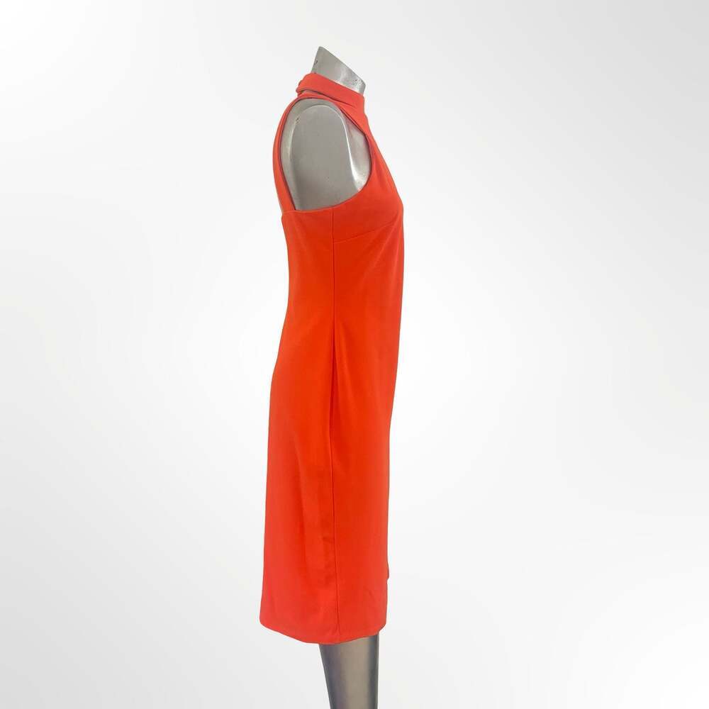 Bebe Tangerine Halter Bandage Midi Dress