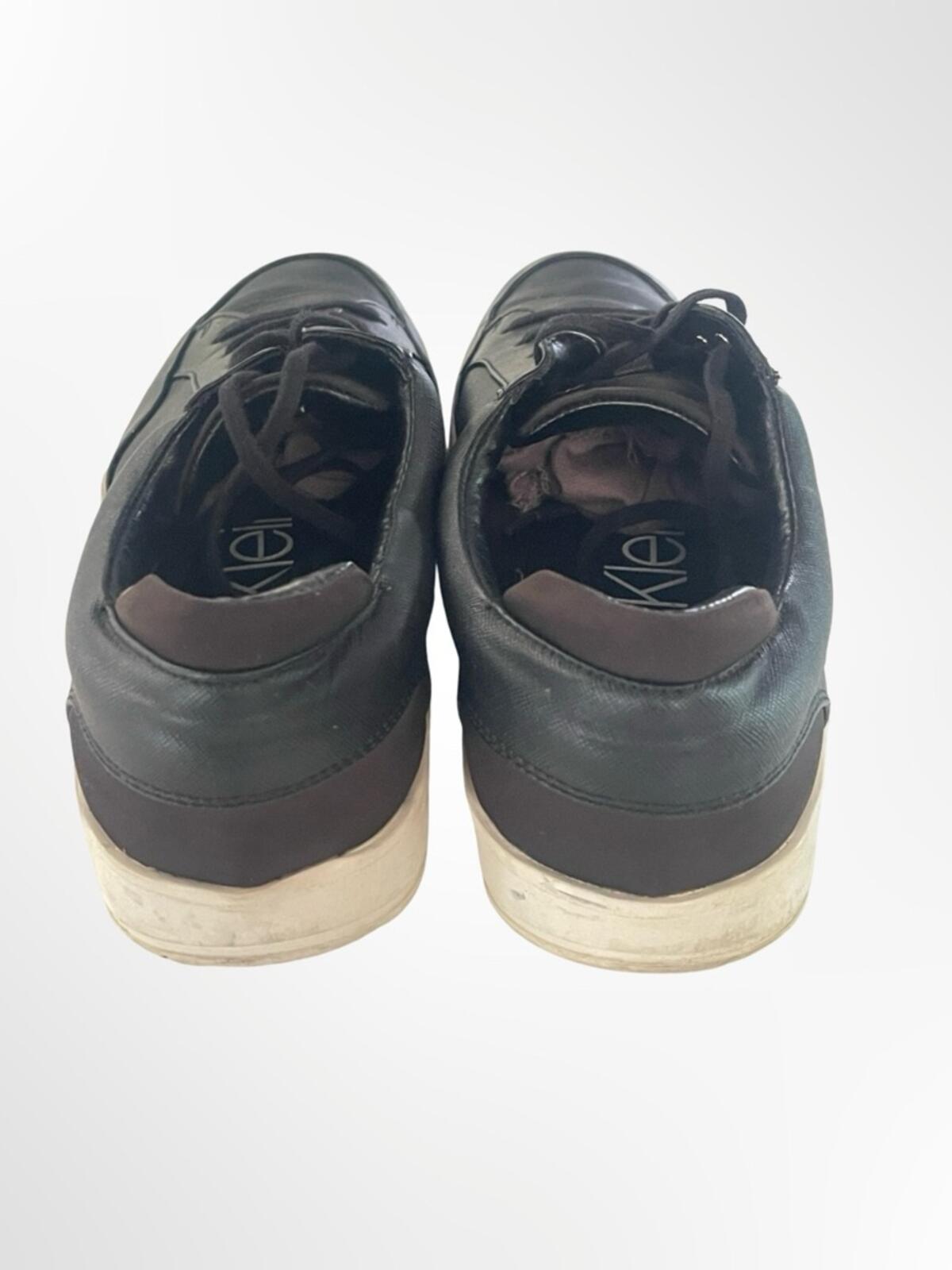 Calvin Klein Men's Black Low-Top Leather Sneakers in size 10
