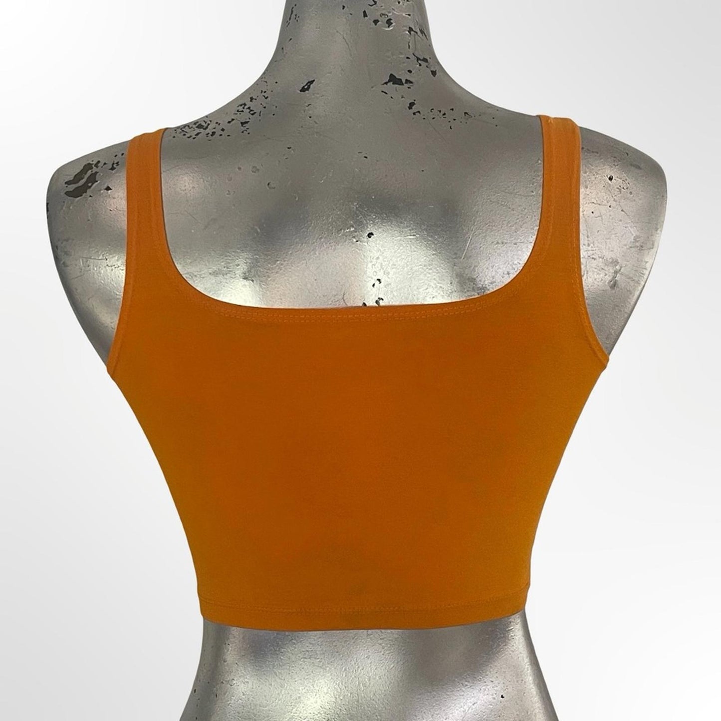Women's Square Neck Crop Tank Top - Orange