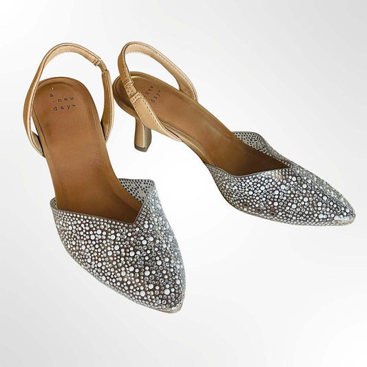 A New Day Women's Embellished Slingback Kitten Heel Pumps