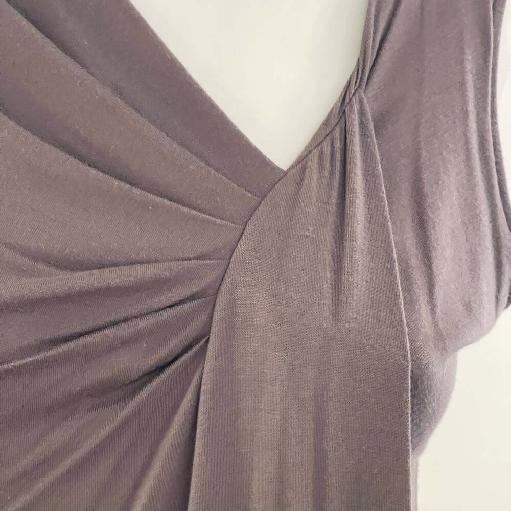 Elie Tahari Sleeveless Draped Front V-Neck Brown Tank Top