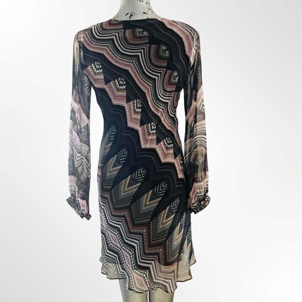 Guess by Marciano V-Neck Long Sleeve Chevron Pattern Mini Dress Size S
