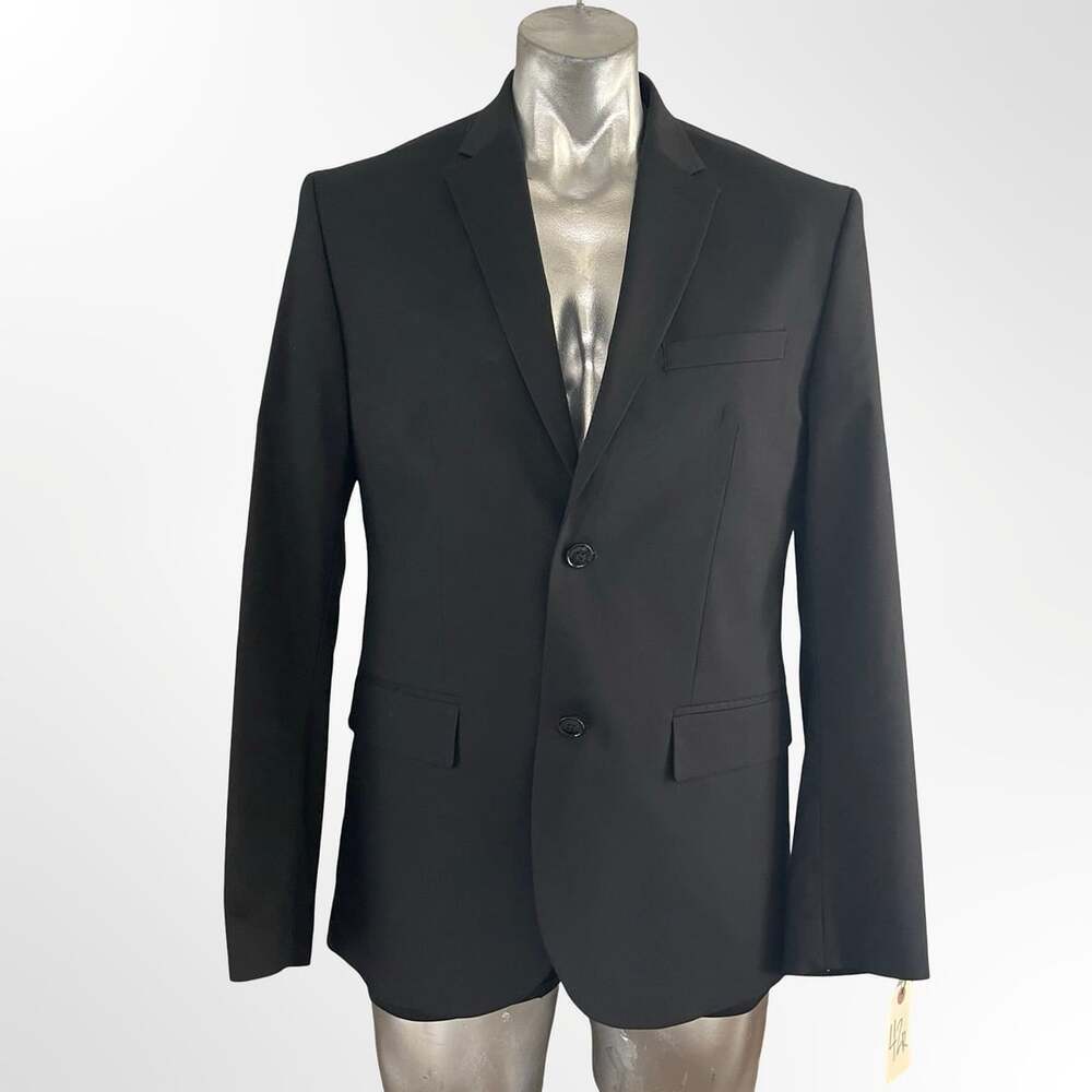 H&M Slim Fit Solid Black Suit Jacket Blazer