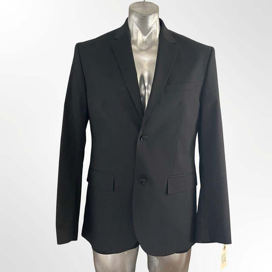 H&M Slim Fit Solid Black Suit Jacket Blazer