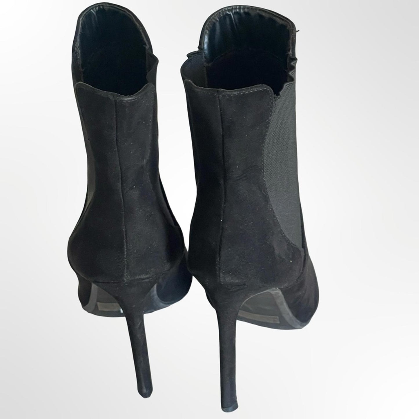 Black Suede Pointed-Toe Stiletto Ankle Boots in size 8