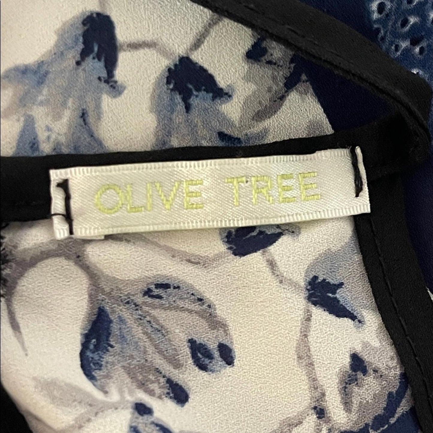 Olive Tree Floral Halter Peplum Top in Navy and White size S