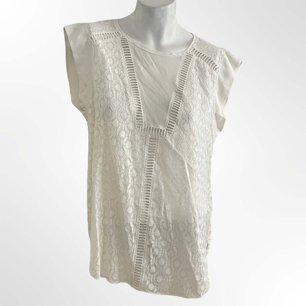 Unbranded White Linen Blend Tunic Blouse Top