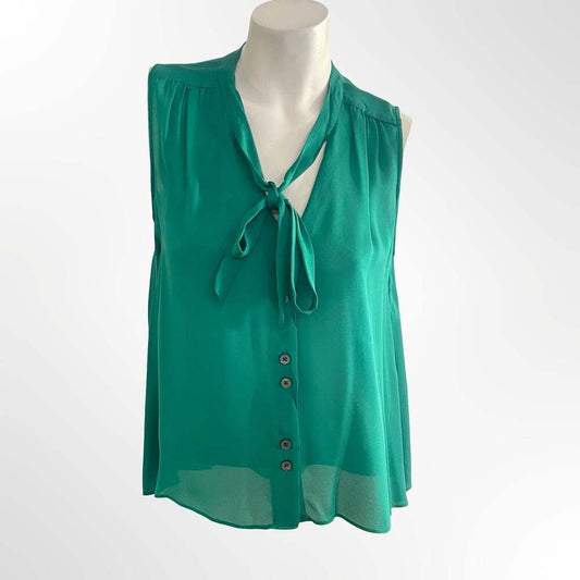 Elizabeth And James Size S 100% Silk Blouse Sleeveless Front Tie Lightweight