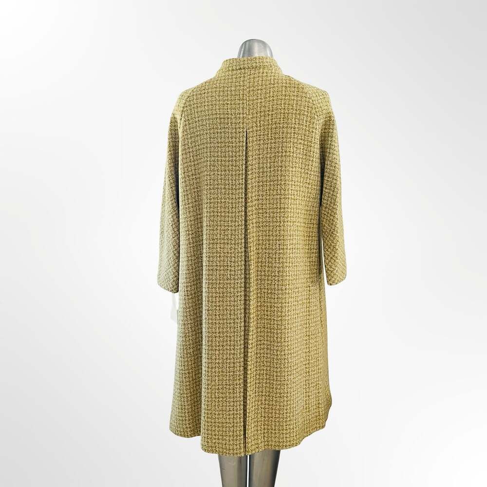 Franklin Simon Vintage 1950s Green Houndstooth Tweed Coat with Monogram