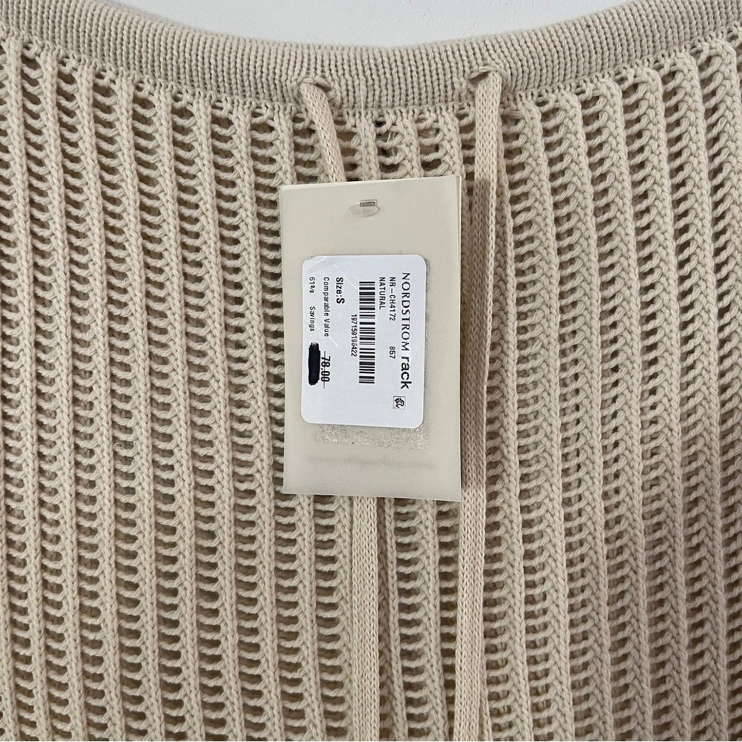 Elan Beige Knit Long Skirt with Vertical Rib Detail size S