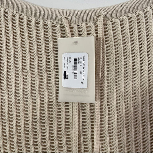 Elan Beige Knit Long Skirt with Vertical Rib Detail size S