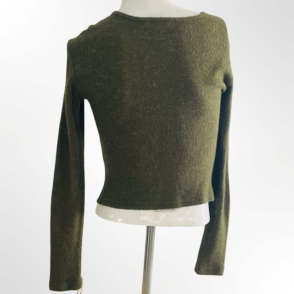 Cament Vintage Green Floral Embroidered Button Front Cardigan Sweater XS
