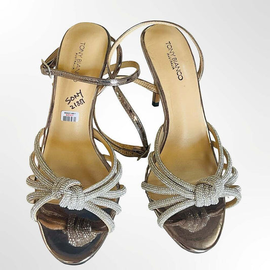 Tony Bianco Helena Gunmetal Shine Rhinestone Stiletto Heels