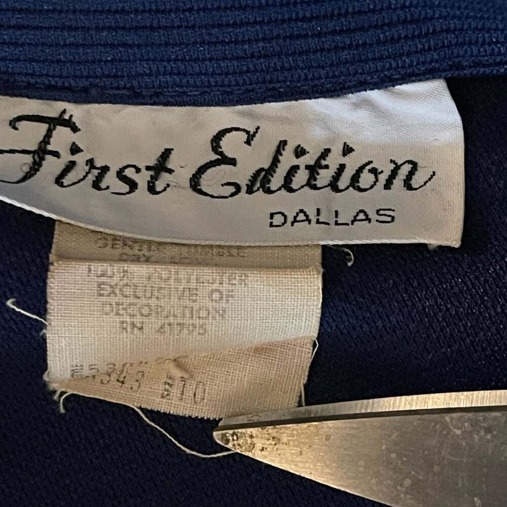 Vintage 1970s First Edition Dallas Blue Contrast Stitch Blazer Jacket Size 10