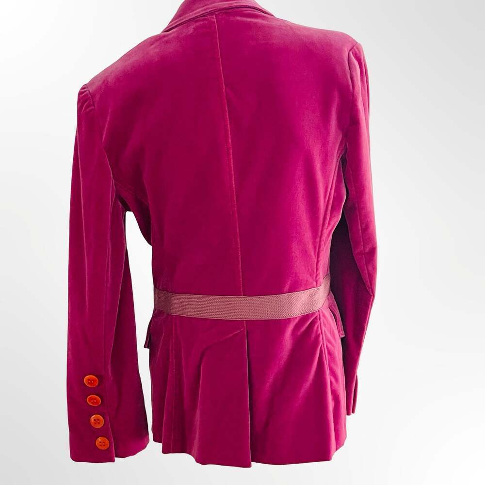 Samantha Treacy Women's Hot Pink Velvet Blazer Jacket with Floral Lining