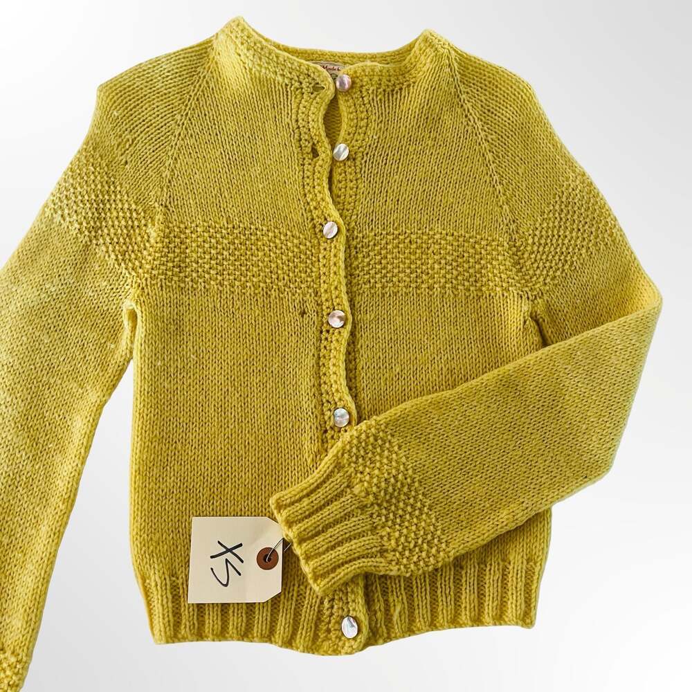 Vintage Hand Made Yellow Button-Up Cardigan Sweater