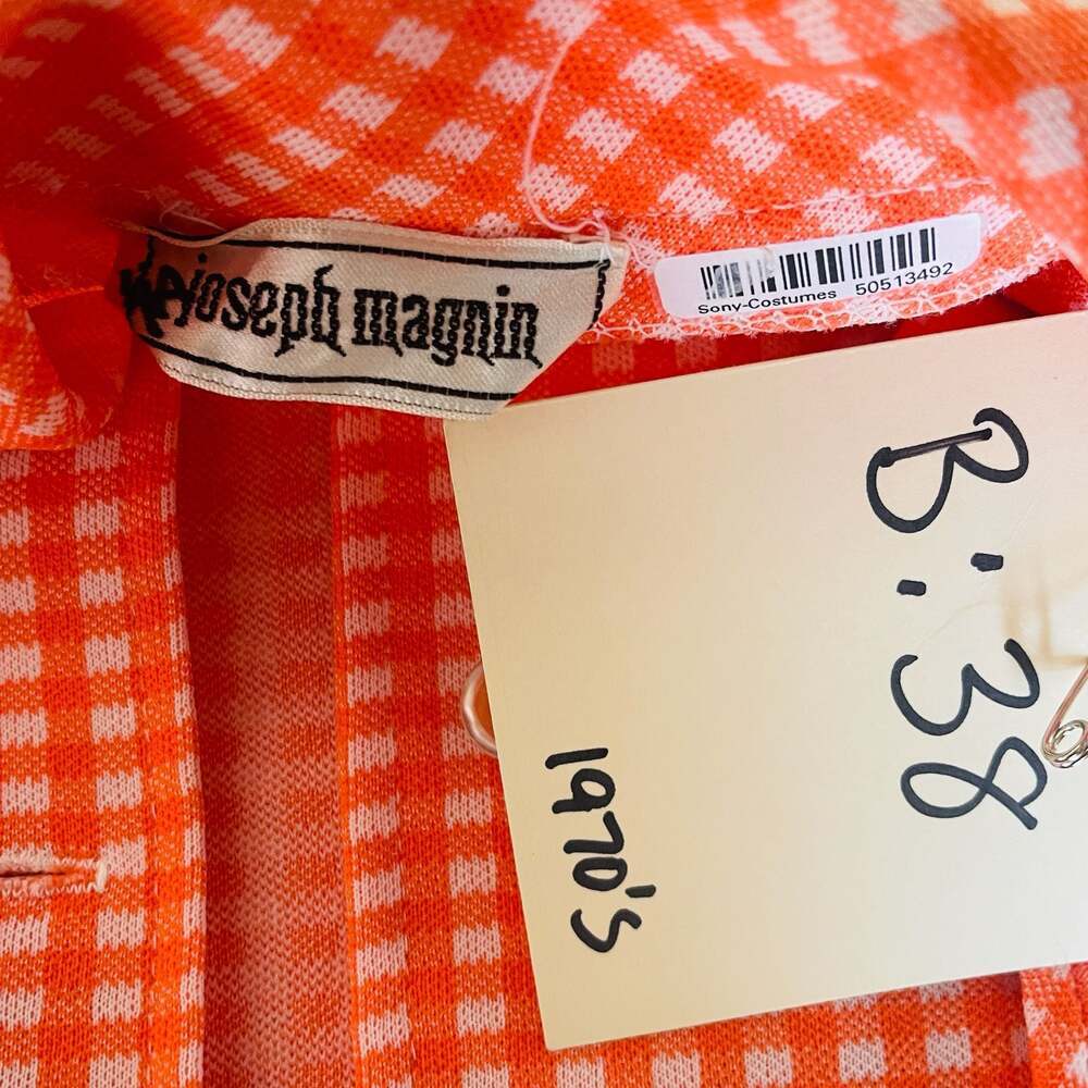 Vintage 1970s Joseph Magnin Orange and White Gingham Jacket
