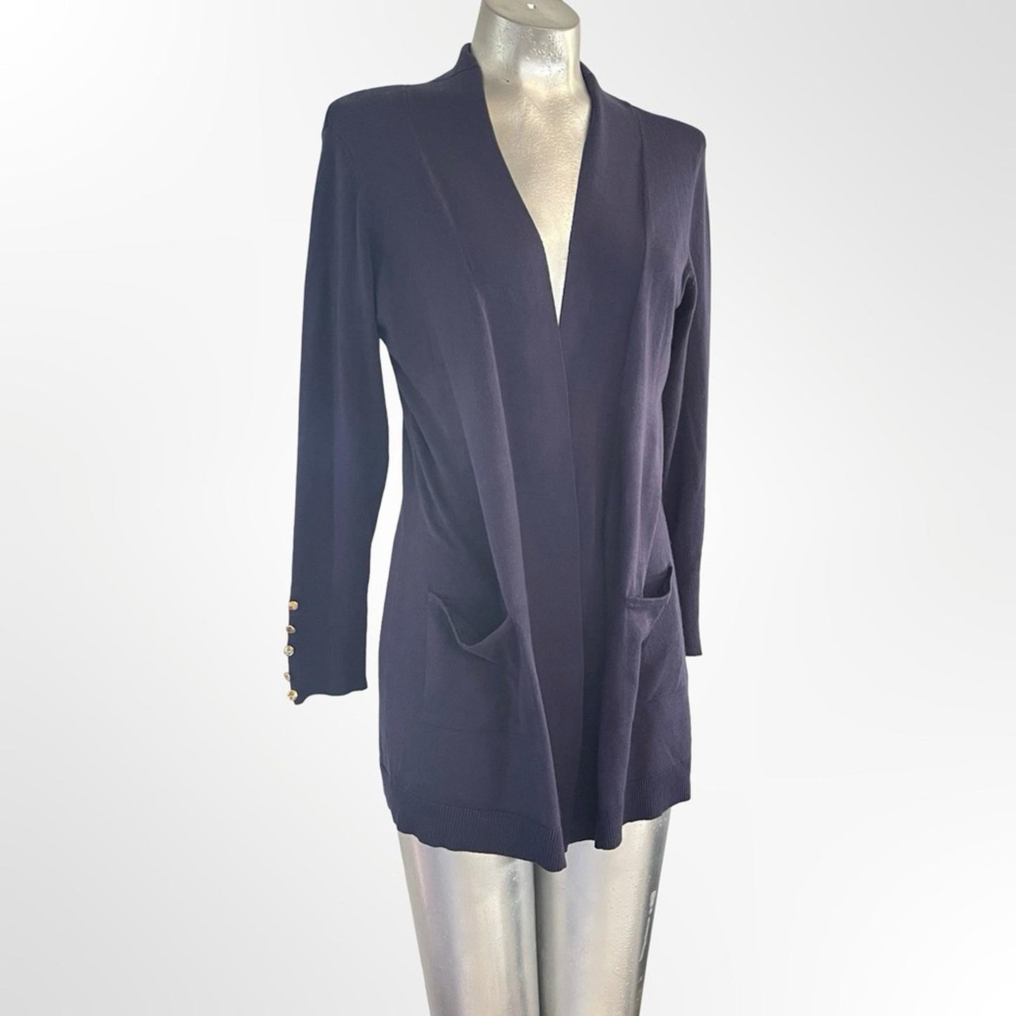 Women's Dark Navy Open-Front Cardigan in size S