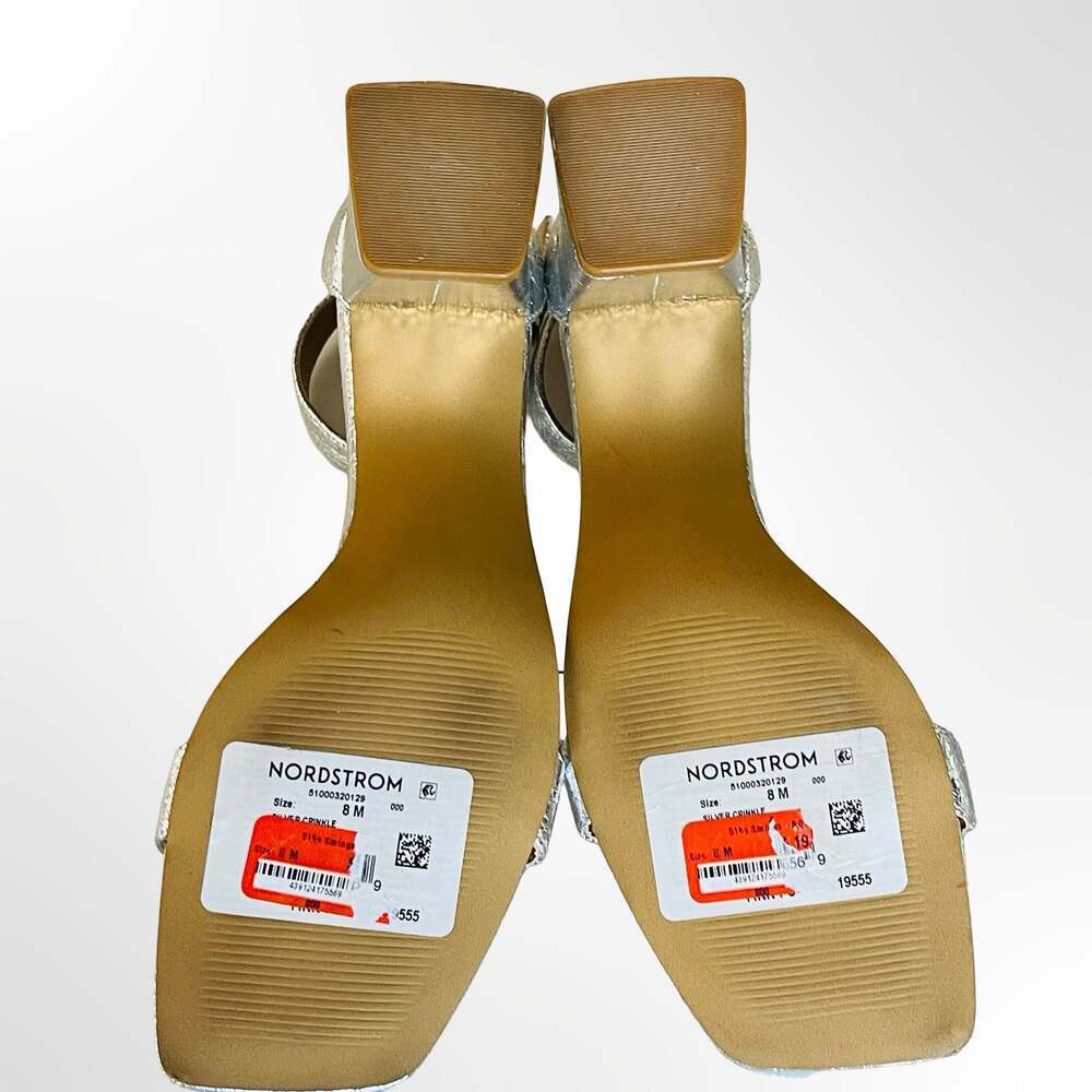 Abound Women's Silver Crinkle Block Heel Ankle Strap Sandals