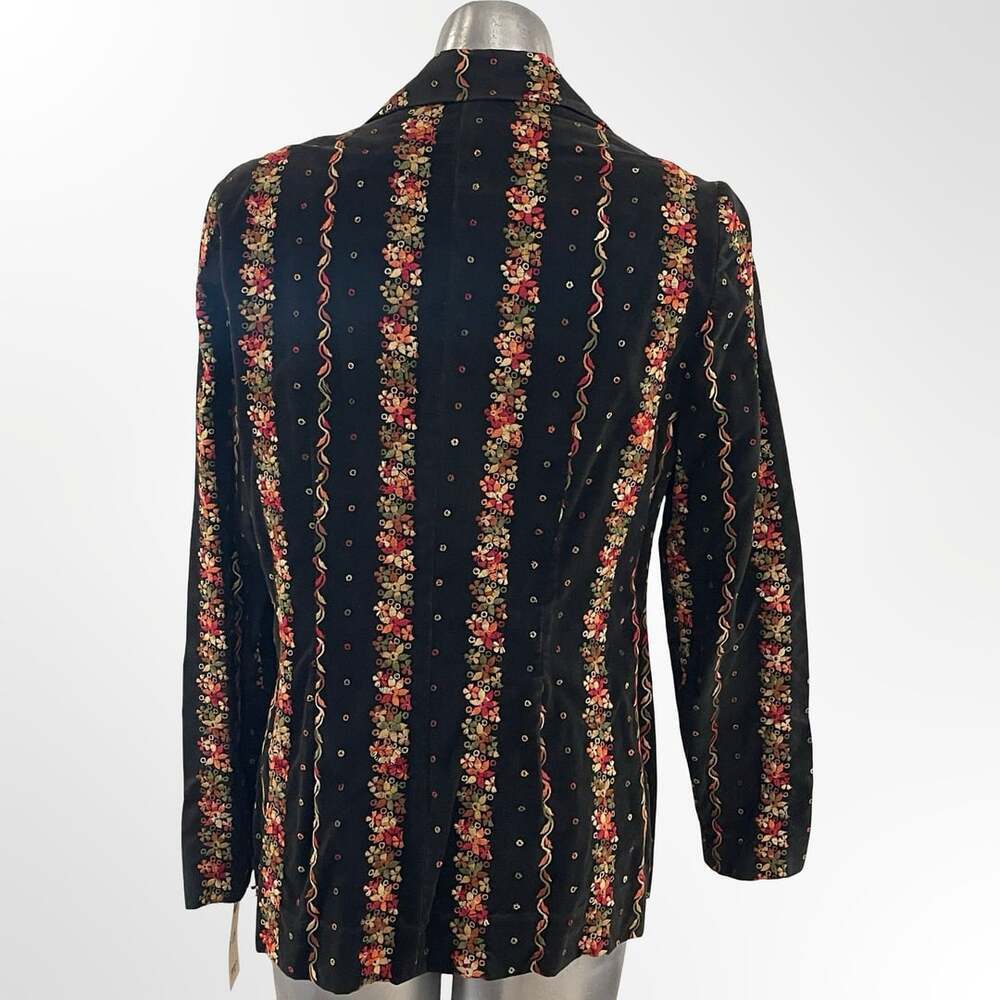Vintage Black Velvet Floral Embroidered Sequin Blazer Jacket