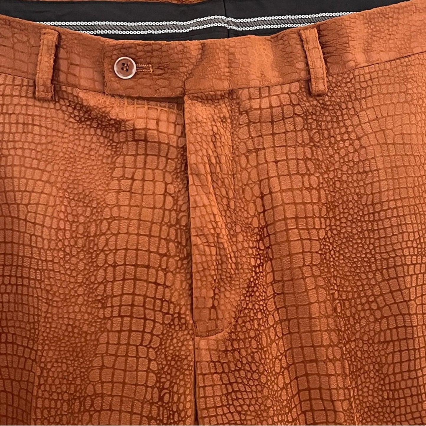 Men's Brown Snakeskin Textured Pants in size 40
