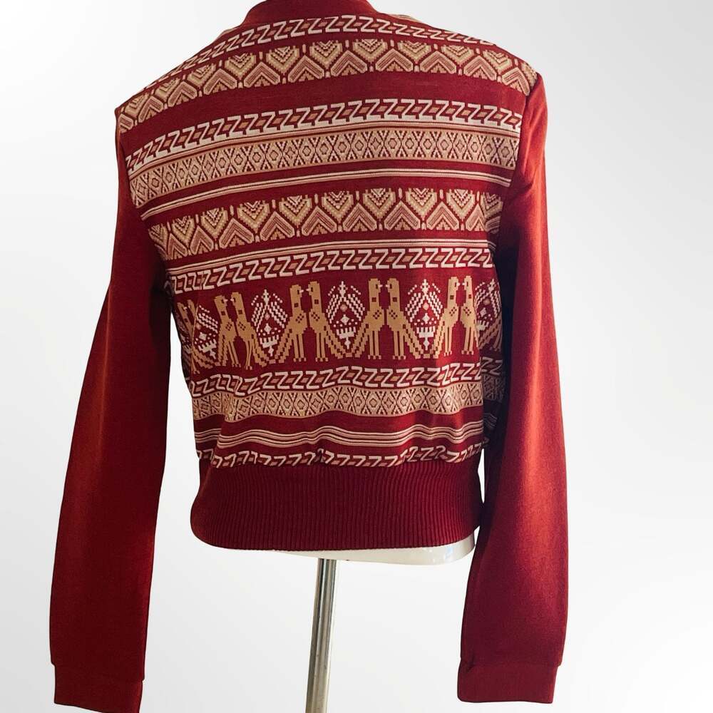 Napapijri Geographic Red Wool Knit Button Up Cardigan Sweater