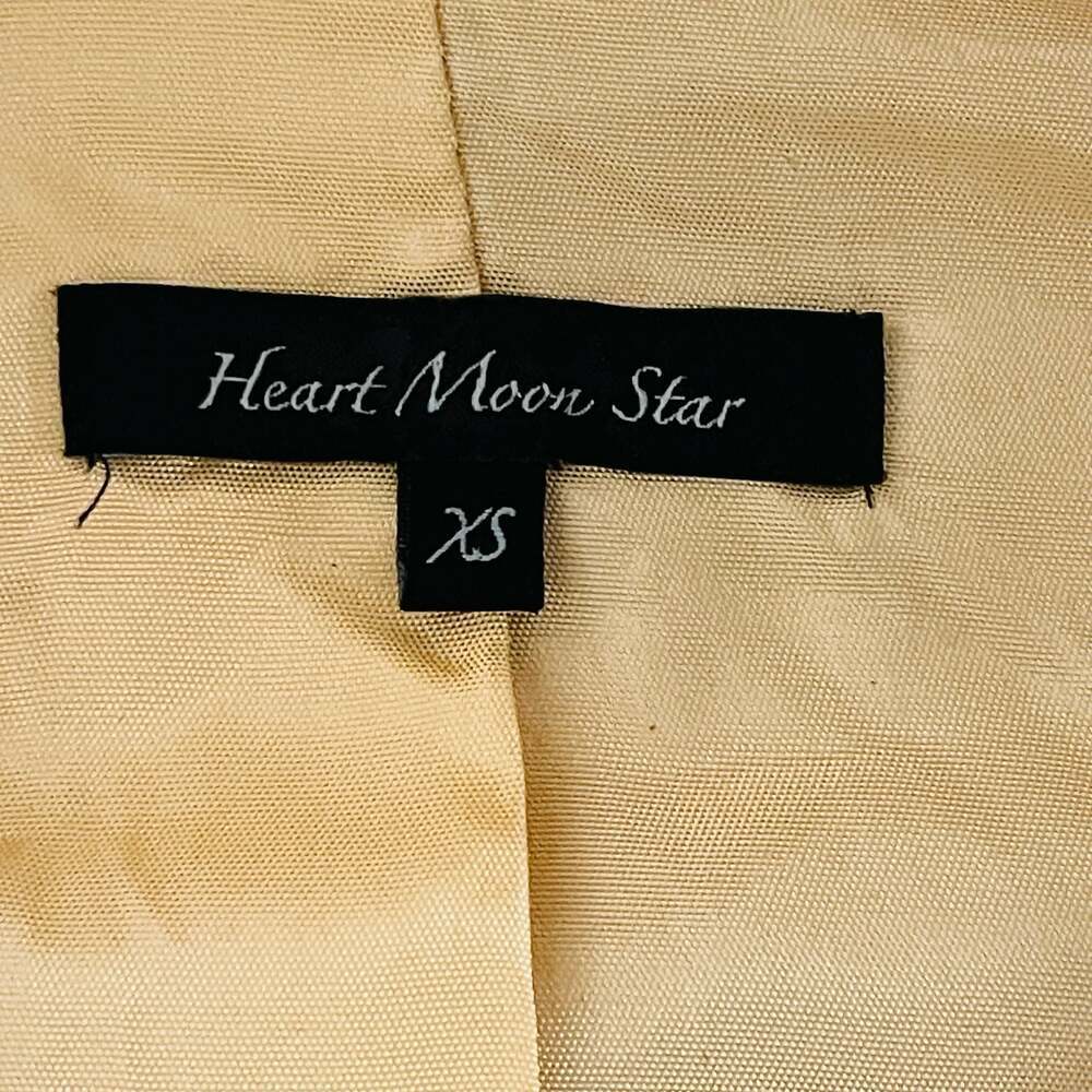 Heart Moon Star Women's Tan Brocade Tapestry Floral Print Cropped Jacket Size XS