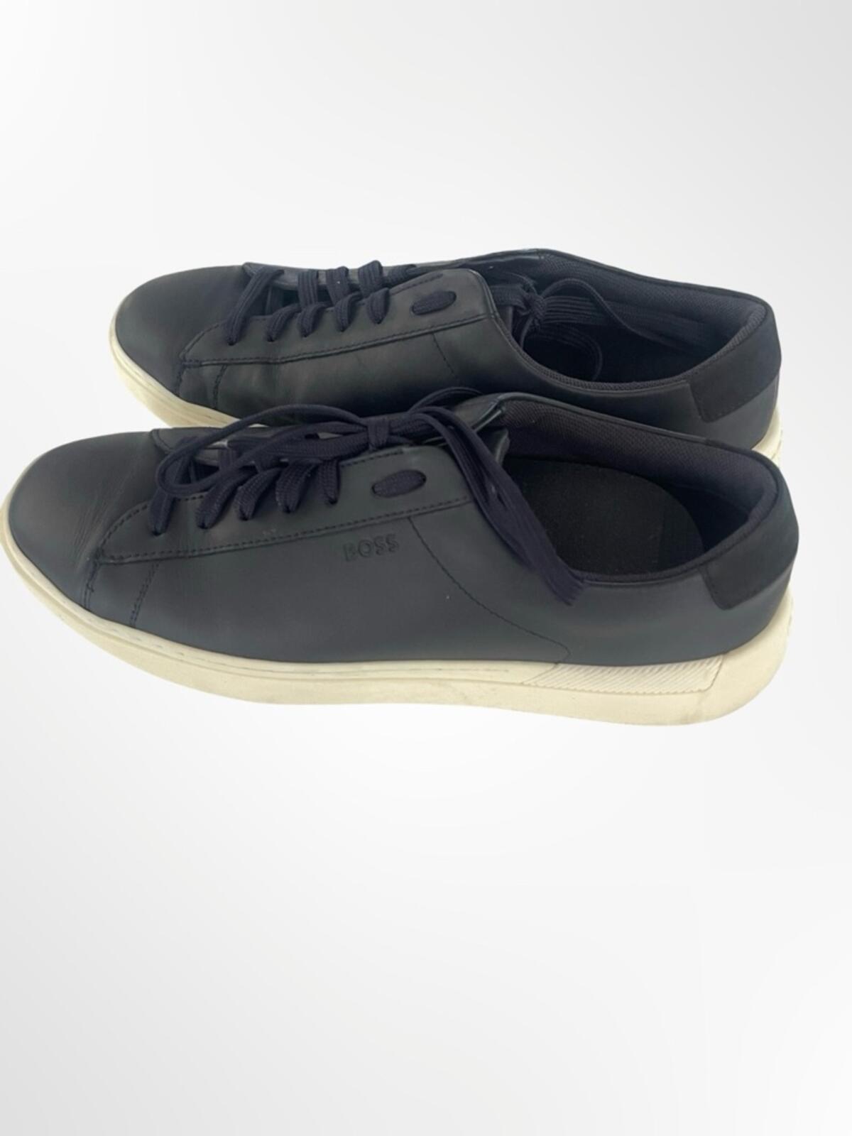 Boss dark navy Leather Low-Top Sneakers in size 9.5