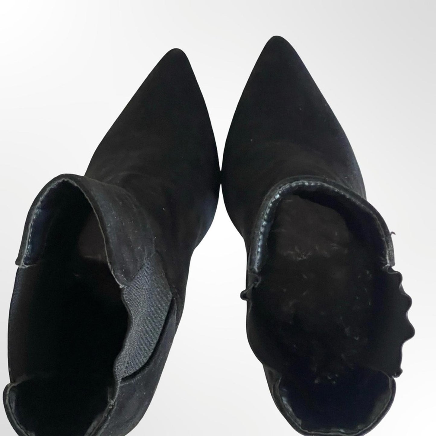 Black Suede Pointed-Toe Stiletto Ankle Boots in size 8