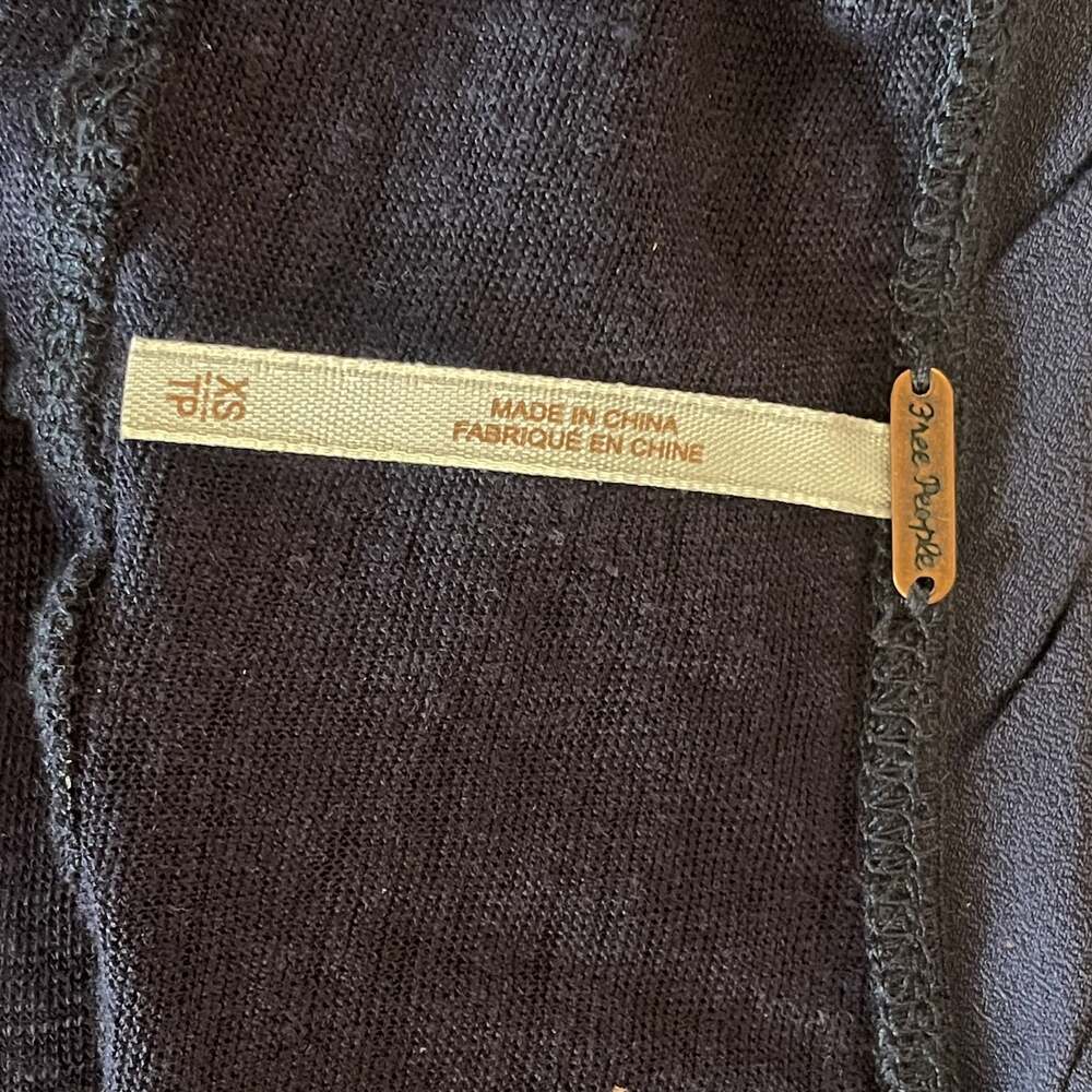 Free People Black Sleeveless Henley Tank Top with Pocket