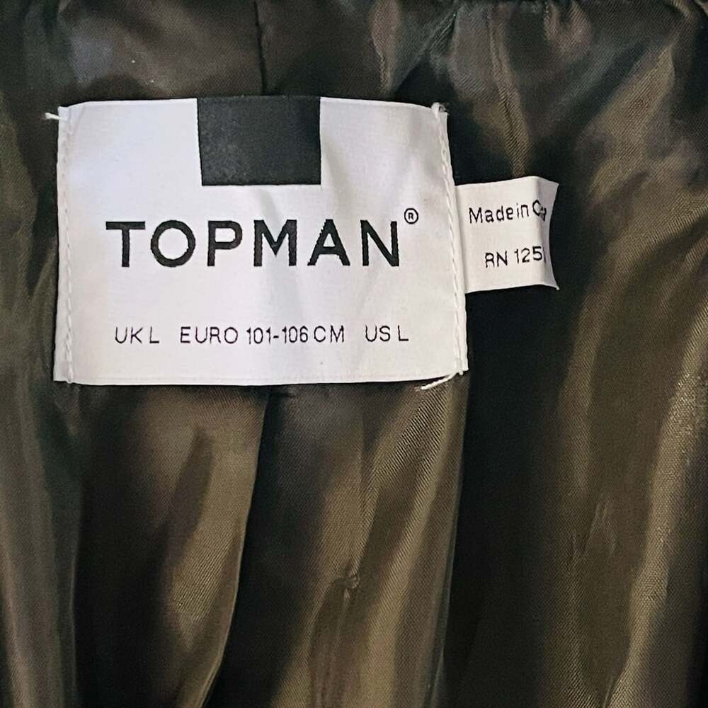 TOPMAN Men's Dark Brown Wool Blend Overcoat Trench Jacket Size US L