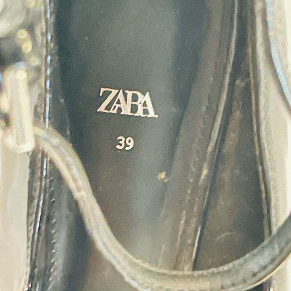 Zara Black Patent Leather Square-Toe Double-Strap Mary Jane Heels