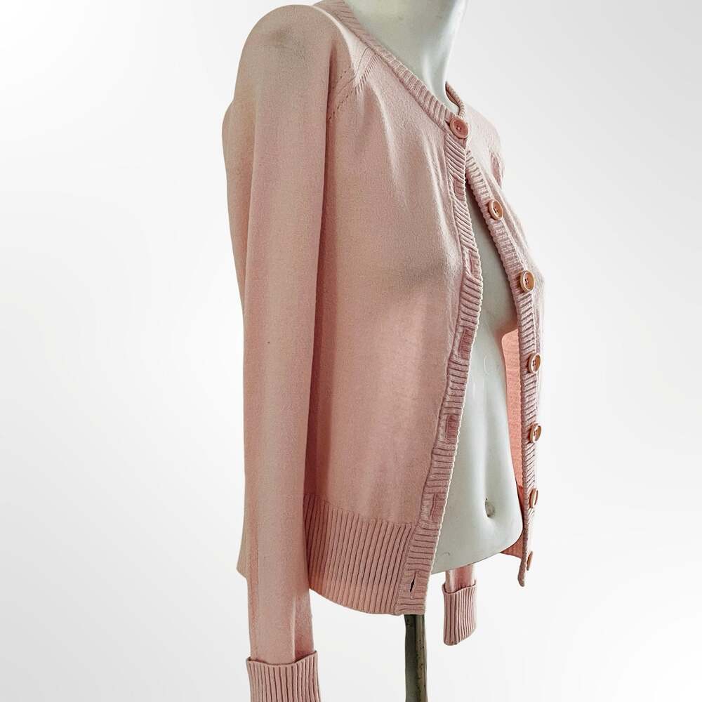 Banana Republic Women's Pink Merino Wool Blend Crewneck Cardigan