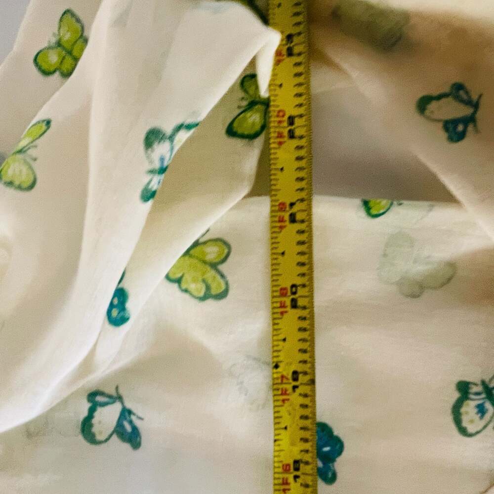 Vintage Butterfly Print Button-Up Linen Camp Shirt Blouse
