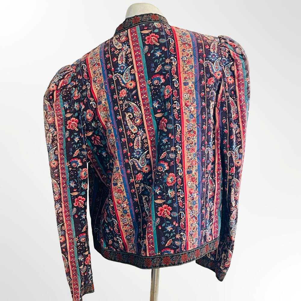 Vintage Floral Quilted Open Front Jacket